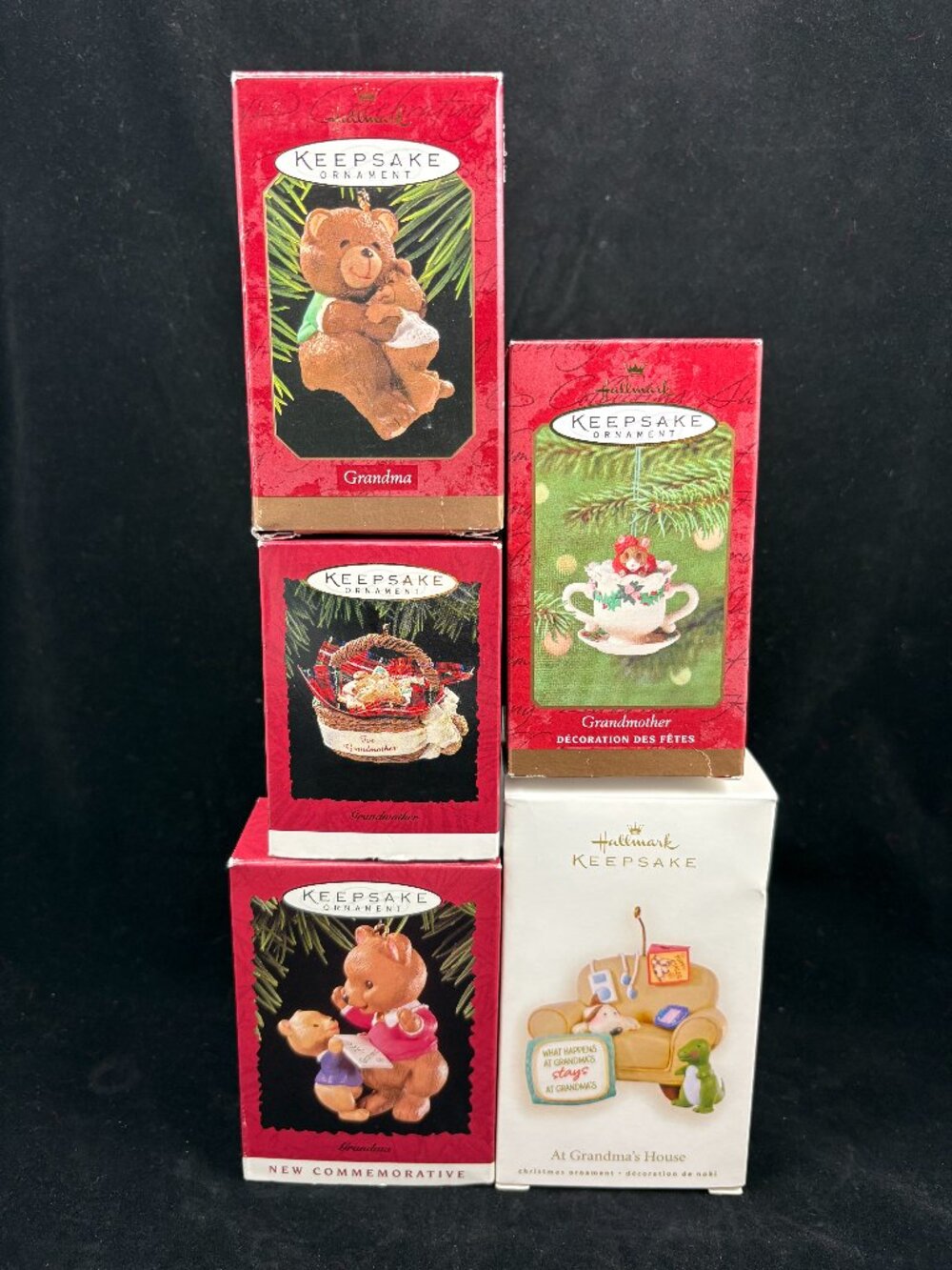 Lot of 5 Hallmark Keepsake Grandmother Christmas Ornaments 94-96-97-2001-2009